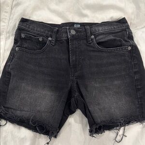 GAP Black Jean Shorts with Distressed Hem